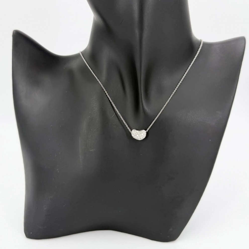 Tiffany Silver Diamond Bean Necklace View 3